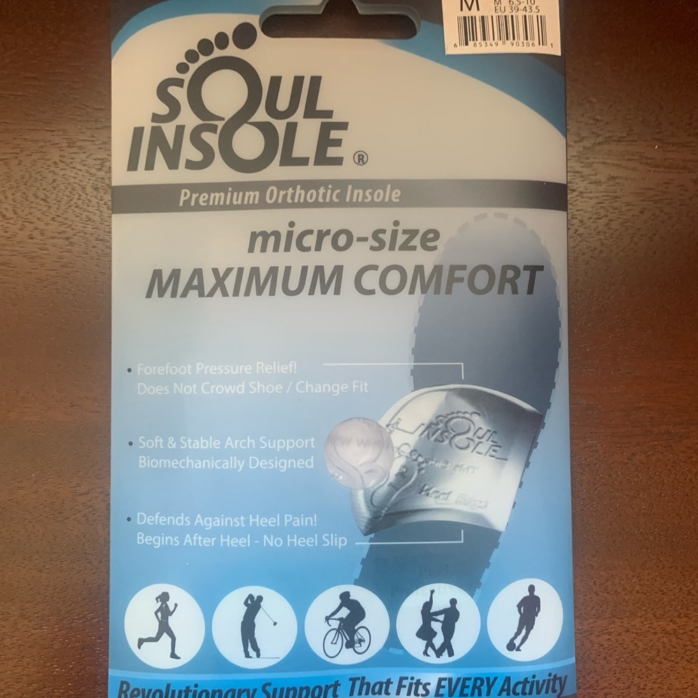NWT Soul Insole Premium Orthotic Insole, Size Medium